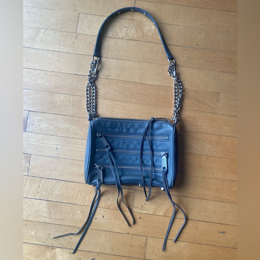 Gray Leather Rebecca Minkoff 5 Zip Crossbody